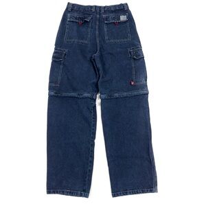 Y2K Plugg Convertible Baggy Cargo Pants Shorts Jeans Womens Size 20 (28/31) Blue